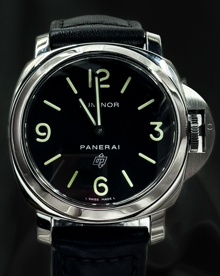No Reserve - 2017 Panerai Luminor Base Logo 44MM Black Dial Leather Strap (PAM01000)