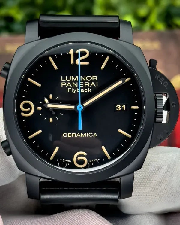2019 Panerai Luminor 1950 3 Days Chrono Flyback 44MM Black Dial Rubber Strap (PAM00580)