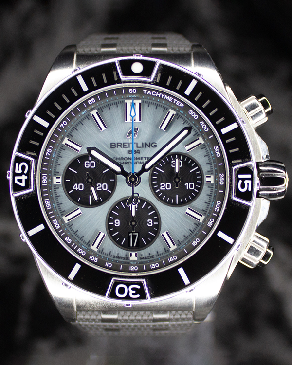 2022 Breitling Super Chronomat B01 44MM Ice Blue Dial Rubber Strap (PB0136251C1S1)