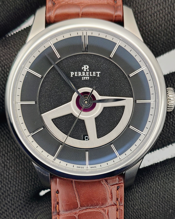 Perrelet Turbine First Class Double Rotor 42.5MM Black Dial Leather Strap (A1090/2)