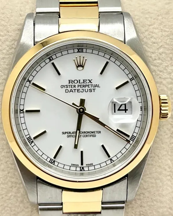 2003 Rolex Datejust 36MM White Dial Two-Tone Oyster Bracelet (16203)