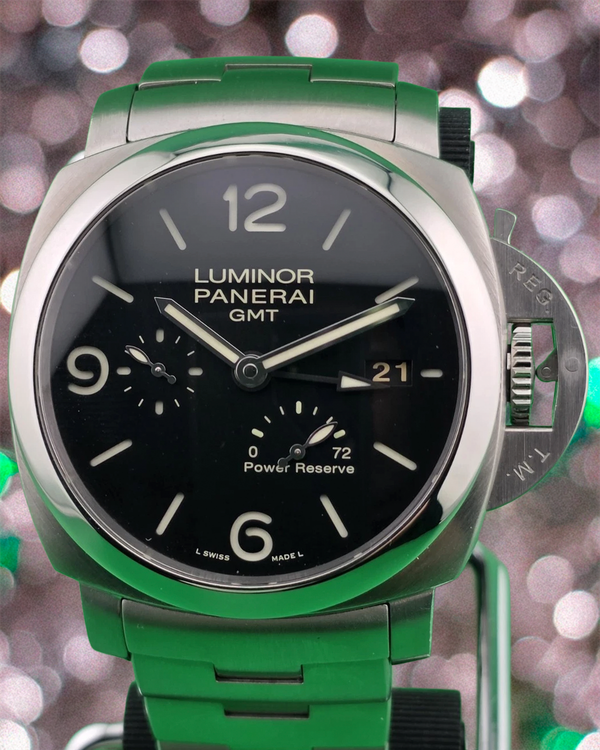Panerai Luminor 1950 3 Days GMT 44MM Black Dial Steel Bracelet (PAM00347)