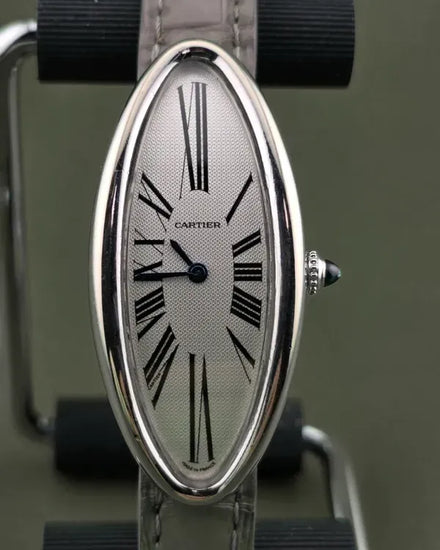 Cartier Baignoire Allongée 47MM Quartz Silver Dial Leather Strap (2604)