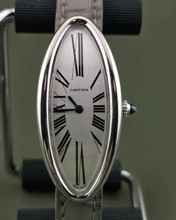 Cartier Baignoire Allongée 47MM Quartz Silver Dial Leather Strap (2604)