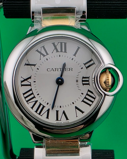 Cartier Ballon Bleu 28MM Quartz Silver Dial Two-Tone Bracelet (W69007Z3)