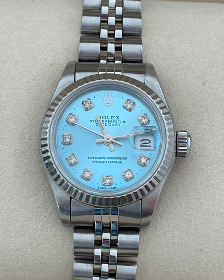 Rolex Lady-Datejust 26MM Aftermarket "Tiffany" Blue Dial Jubilee Bracelet (69174)