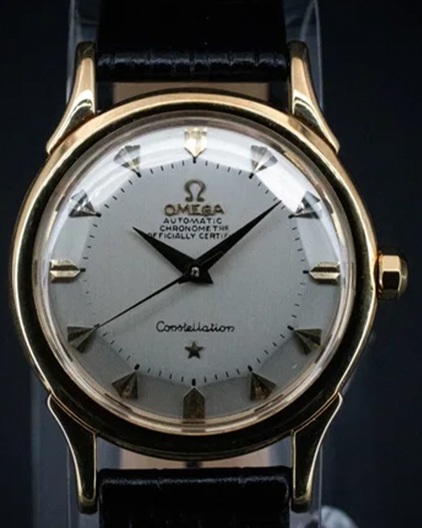 Omega Constellation 35MM Silver "Pie Pan Dial Leather Strap (2853-SC)