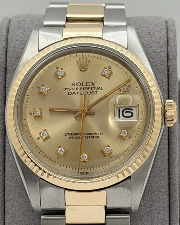 1973 Rolex Datejust 36MM Aftermarket Champagne Dial Two-Tone Oyster Bracelet (1601)