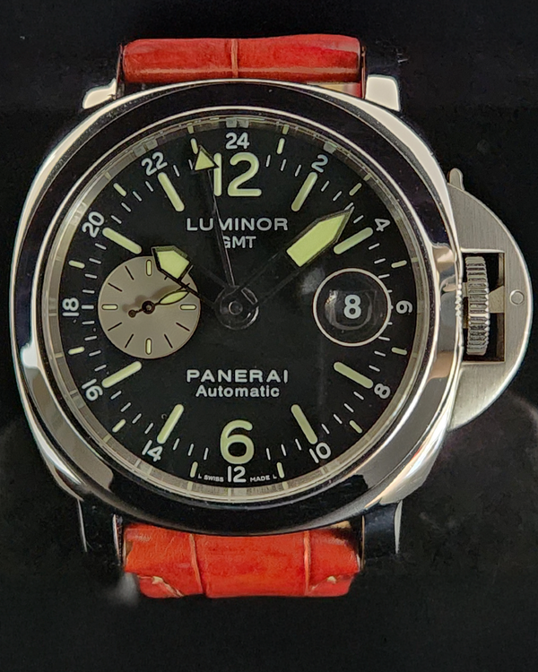 2008 Panerai Luminor GMT 44MM Black Dial Leather Strap (PAM00088)