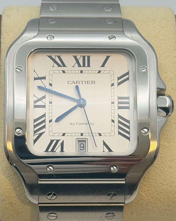 2022 Cartier Santos De Cartier 39.8MM White Dial Steel Bracelet (WSSA0018)