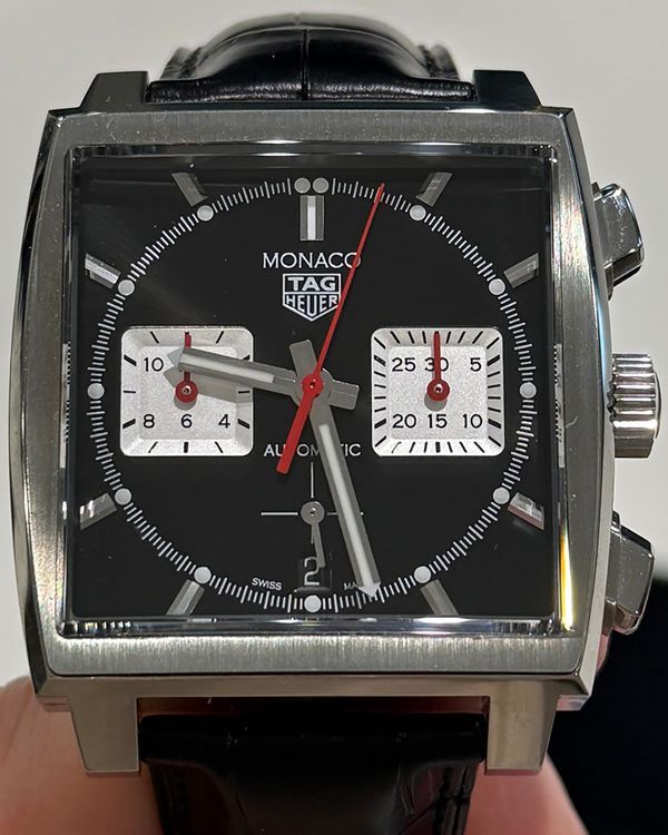Tag Heuer Monaco Chronograph 39MM Black Dial Leather Strap (CBL2113.FC6177)