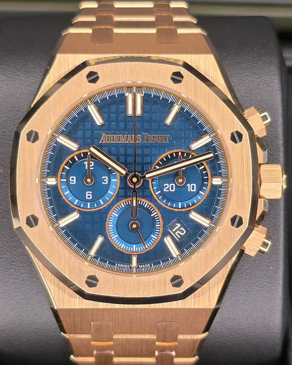 2022 Audemars Piguet Royal Oak Chronograph 38MM Blue Dial Rose Gold Bracelet (26715OR.OO.1356OR.01)