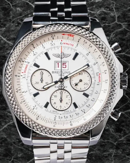 Breitling Bentley 6.75 Chronograph 49MM Silver Dial Steel Bracelet (A4436412/C786)