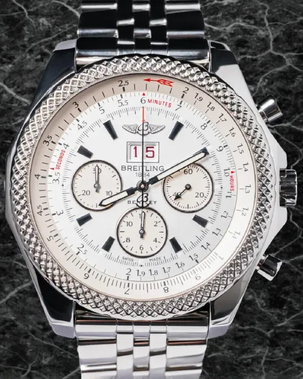 working Breitling Bentley 6.75 Chronograph 49MM White Dial Steel Bracelet (A4436412/C786)