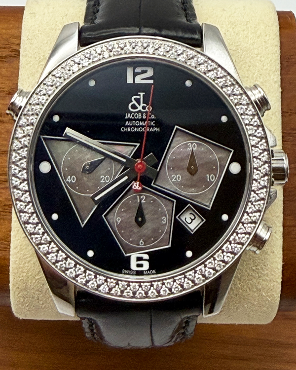 2022 Jacob & Co. Five Time Zones 47MM Black Dial Aftermarket Leather Strap (ACM13)