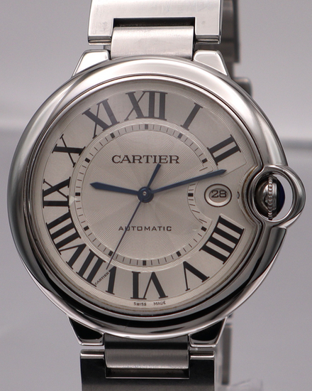 Cartier Ballon Bleu 42MM Silver Dial Steel Bracelet (W69012Z4)