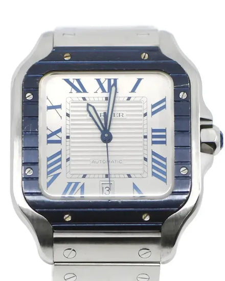 2011 Cartier Santos De Cartier 39.8MM Silver Dial Steel Bracelet (WSSA0047)