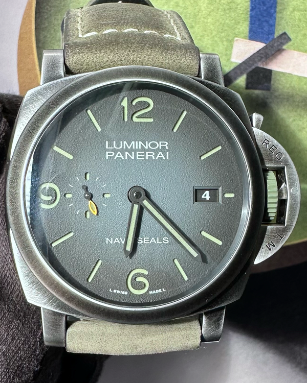 Panerai Luminor "Navy SEALs" 44MM Grey Dial Aftermarket Leather Strap (PAM01412)
