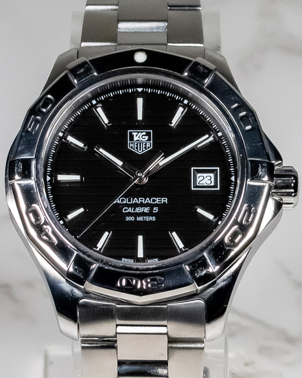 Tag Heuer Aquaracer 300M Calibre 5 41MM Black Dial Steel Bracelet (WAP2010)