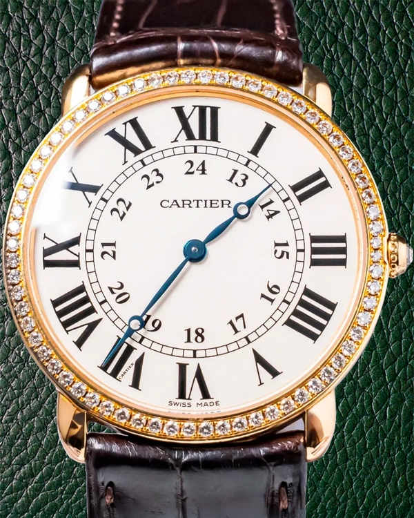 Cartier Ronde Louis Cartier 36MM Silver Dial Leather Strap (WR000451)