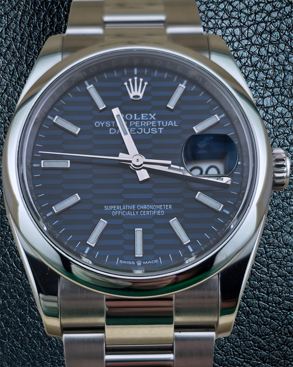2022 Rolex Datejust 36MM Blue "Fluted Motif" Dial Oyster Bracelet (126200)
