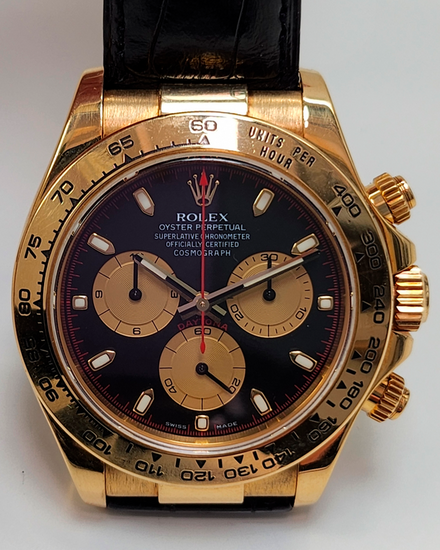 2005 Rolex Cosmograph Daytona 40MM Black Dial Leather Strap (116518)