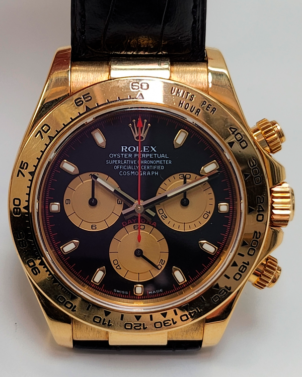 2005 Rolex Cosmograph Daytona 40MM Black Dial Leather Strap (116518)