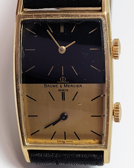 Baume & Mercier Dual Time 40MM Black/Champagne Dial Leather Strap (32002)