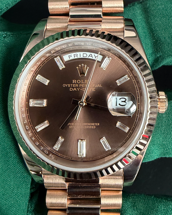 2016 Rolex Day-Date 40MM Chocolate Dial Rose Gold President Bracelet (228235)