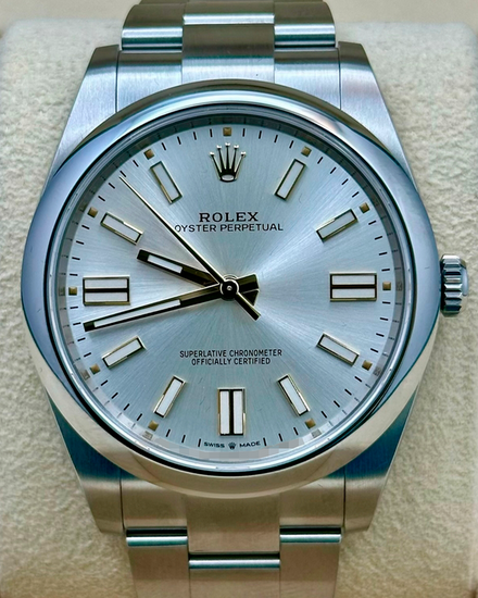 2021 Rolex Oyster Perpetual 41MM Silver Dial Oyster Bracelet (124300)