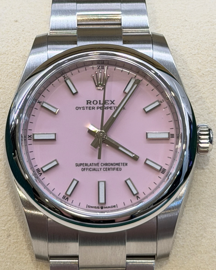 No Reserve - 2025 Rolex Oyster Perpetual 34MM Pink Dial Oyster Bracelet (124200)