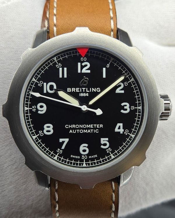 Breitling Aviator 8 46MM Black Dial Leather Strap (AB2040)