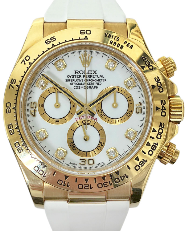 Rolex Cosmograph Daytona 40MM White Dial Aftermarket Rubber Strap (116518)
