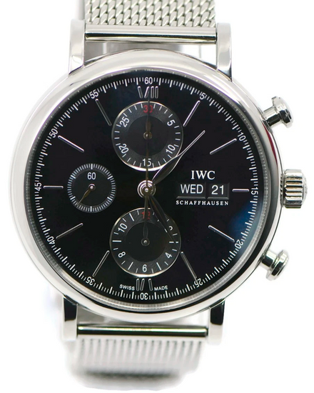 2022 IWC Schaffhausen Portofino Chronograph 42MM Black Dial Steel Bracelet (IW391030)