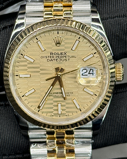 Rolex Datejust 36MM Champagne "Fluted Motif" Dial Two-Tone Jubilee Bracelet (126233)
