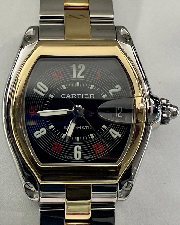Cartier Roadster 43MM Black "Roulette" Dial Two-Tone Bracelet (W62031Y4)