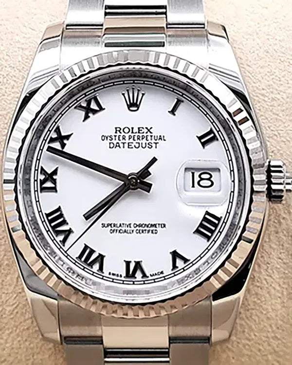 2015 Rolex Datejust 36MM White Dial Oyster Bracelet (116234)