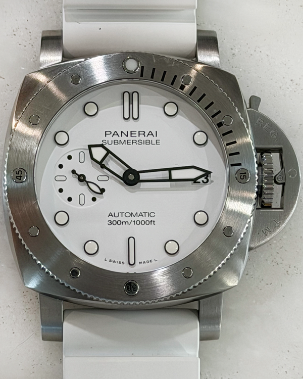 2022 Panerai Submersible 42MM White Dial Rubber Strap (PAM01223)
