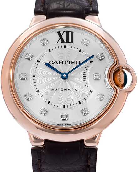 Cartier Ballon Bleu 36MM Silver Dial Leather Strap (WE902028)