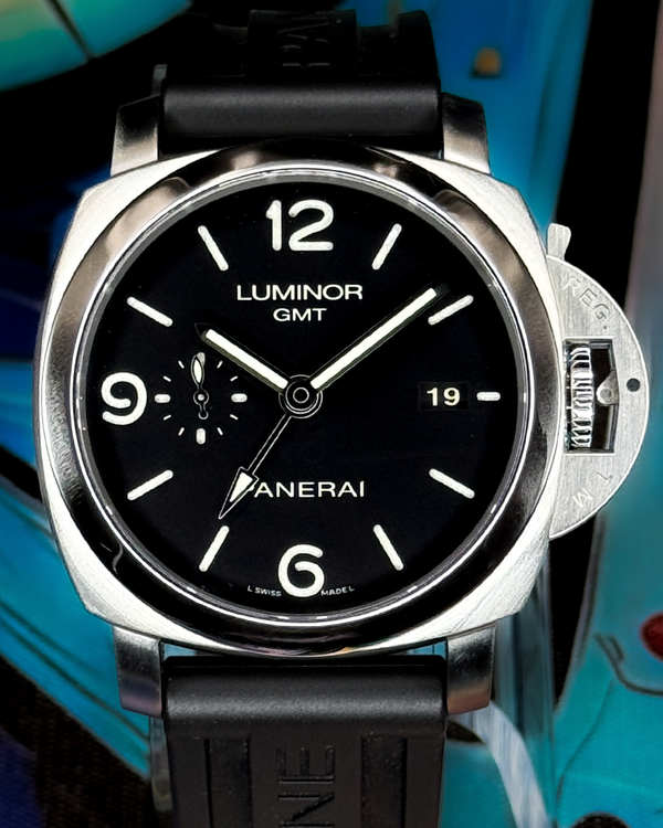 Panerai Luminor 1950 3 Days GMT 44MM Black Dial Rubber Strap (PAM00320)