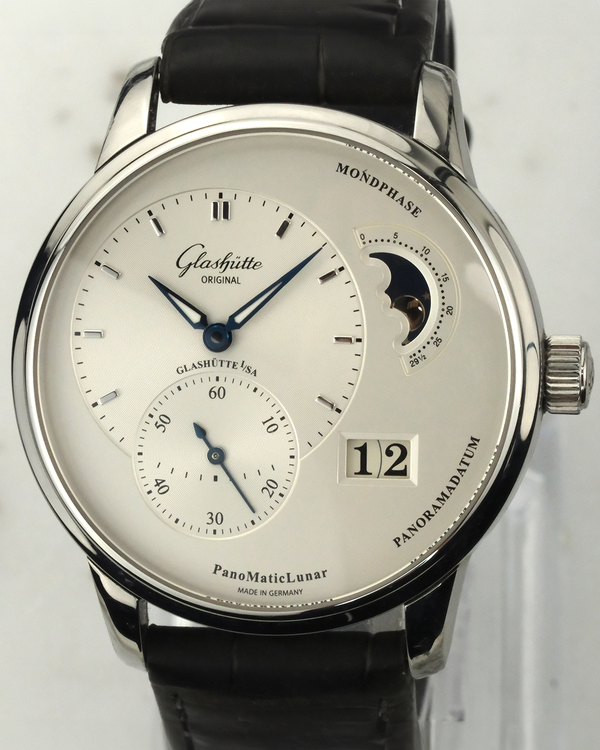 Glashütte Original PanoMaticLunar XL 40MM Silver Dial Leather Strap (1-90-02-42-32-61)