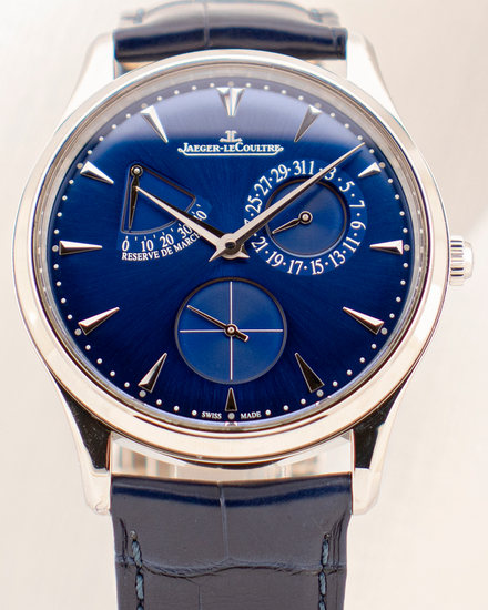 2021 Jaeger-LeCoultre Master Ultra Thin Power Reserve 39MM Blue Dial Leather Strap (Q1378480)