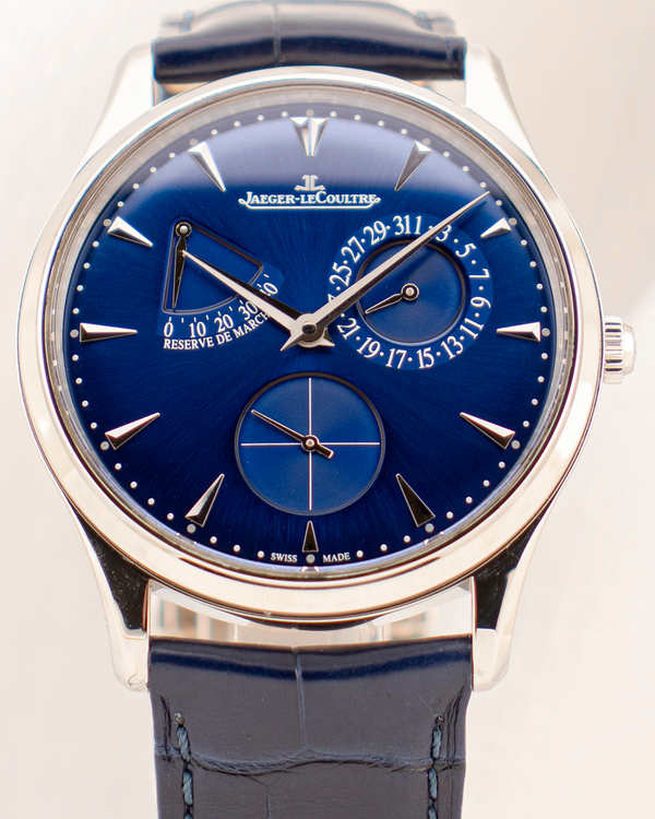 2021 Jaeger-LeCoultre Master Ultra Thin Power Reserve 39MM Blue Dial Leather Strap (Q1378480)