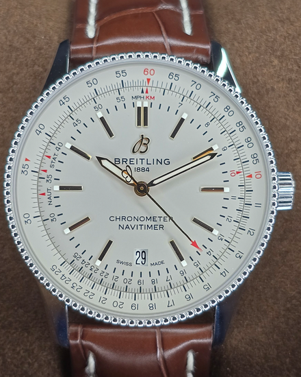 2021 Breitling Navitimer 41MM Silver Dial Leather Strap (A17326)