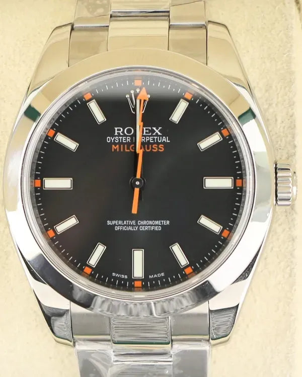 working 2009 (V Serial) Rolex Milgauss 40MM Black Dial Oyster Bracelet (116400)