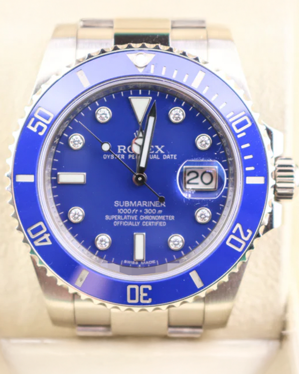 2010 Rolex Submariner Date "Smurf" 40MM Blue Dial White Gold Oyster Bracelet (116619)