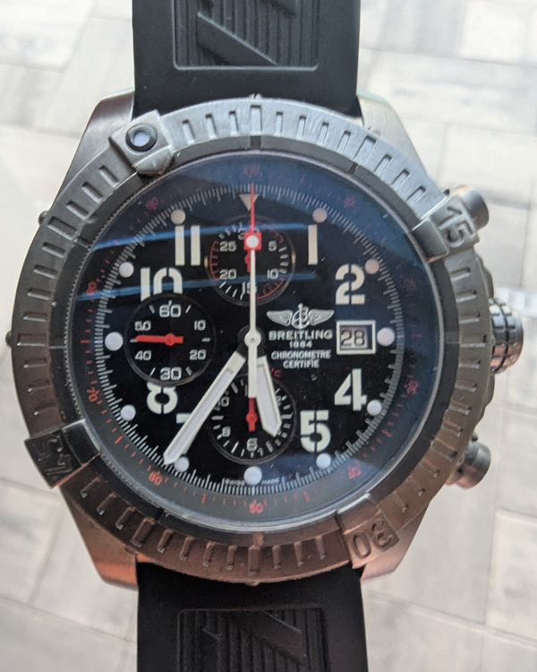 2009 Breitling Super Avenger "Blacksteel" L. E. 48MM Black Dial Rubber Strap (M13370)
