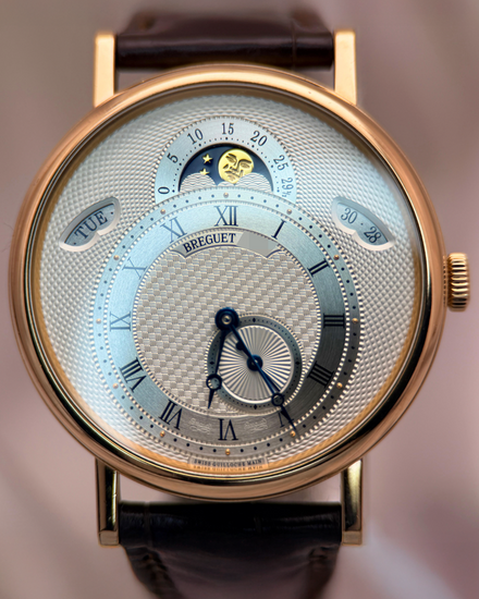 2018 Breguet Classique Day Date Moonphase 39MM Silver Dial Leather Strap (7337BR/1E/9V6)