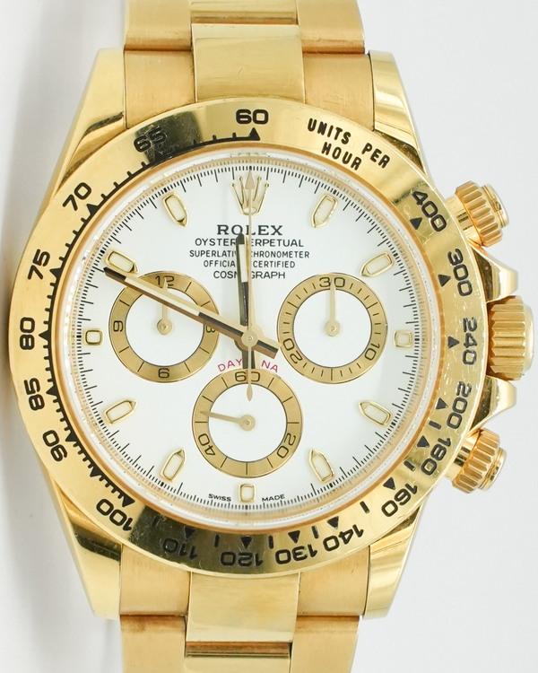 2019 Rolex Cosmograph Daytona 40MM White Dial Yellow Gold Oyster Bracelet (116508)