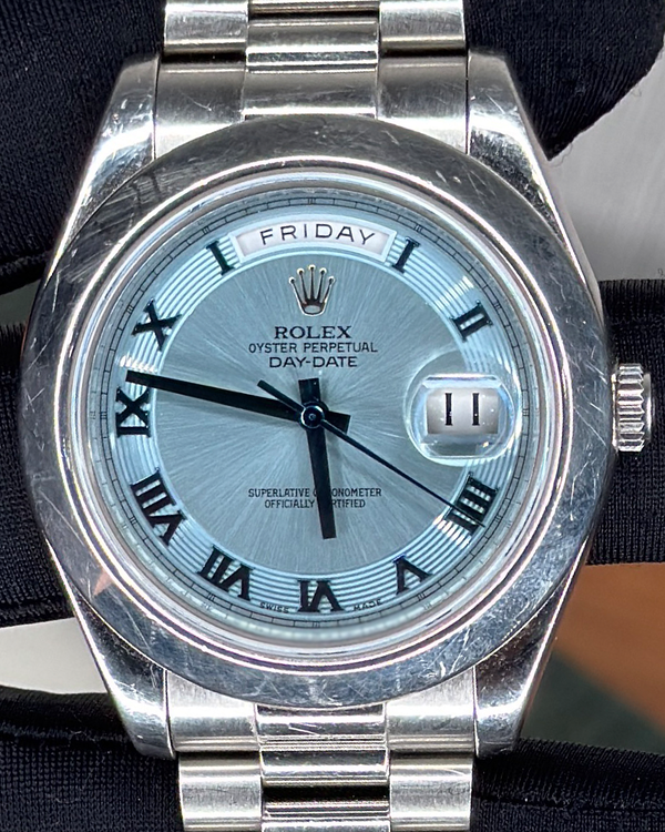 2011 Rolex Day-Date II 41MM Ice Blue Dial Platinum President Bracelet (218206)